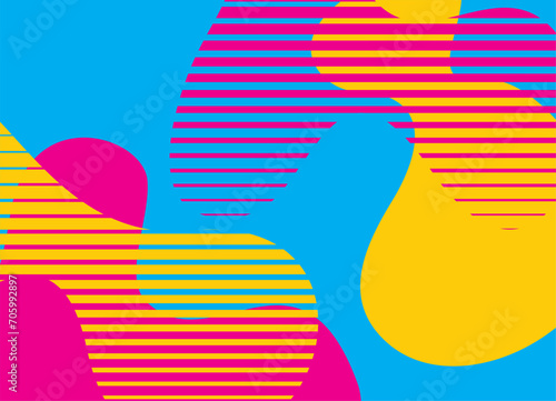 Colorful abstract futuristic pattern. Liquid forms. Striped pattern. Vector neon background in minimalist style. Bright hipster poster. semitone
