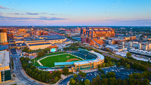 Aerial Golden Hour at Victory Field Baseball Stadium, Indianapolis