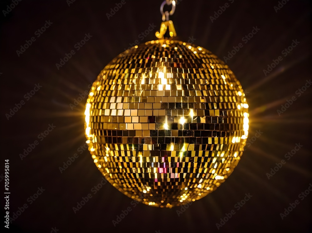Obraz premium Boule à facette dorée : Lueur festive 