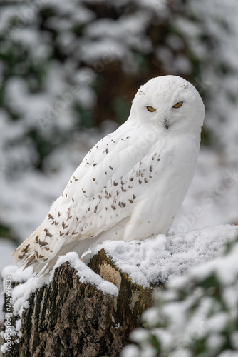 Snowy owl outdoors in winter. © lapis2380