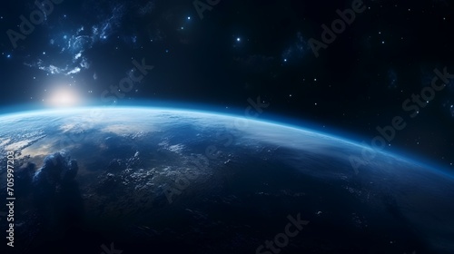Space Planet Earth with Energy Waves Around