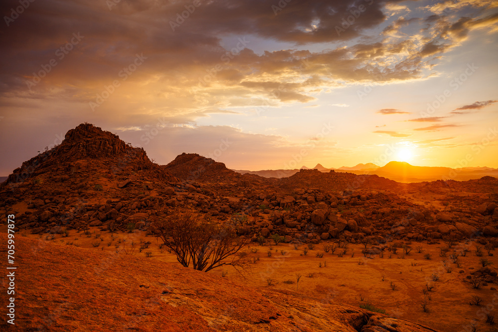 dry, panorama, stone, sand, scenic, outdoor, journey, beautiful, adventure, damaraland, namibia, sunset, sky, landscape, africa, travel, tourism, mountain, sun, clouds, nature, sunrise, desert, mounta