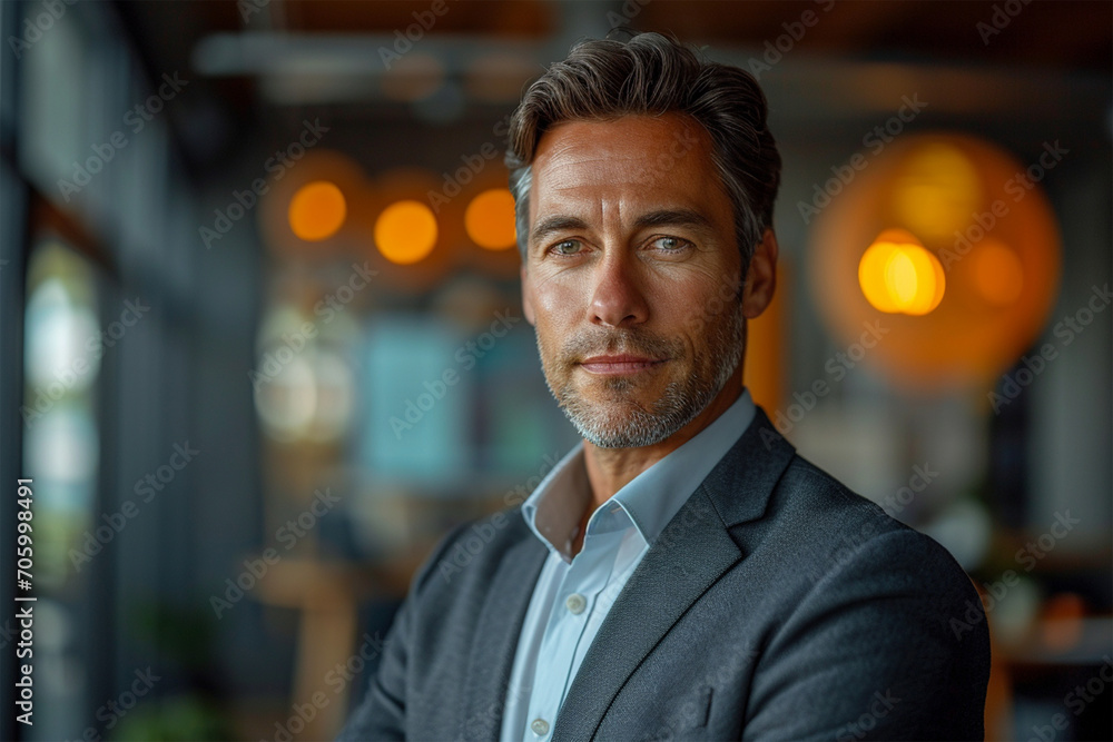 Portrait of successful business leader of businessman manager posing in office Portrait of successful business leader of businessman manager posing in office