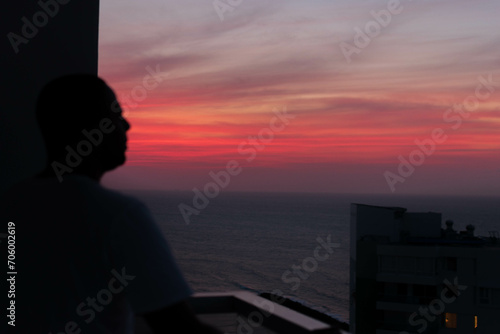 Beautiful colorful sunset with ocean view in Cartagena, Bolivar, Colombia