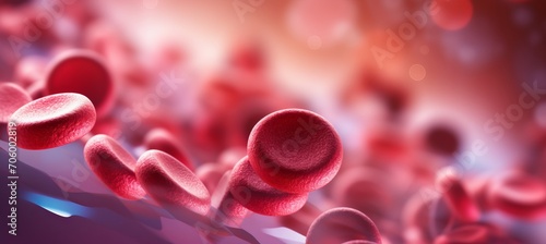 Abstract close up of blood cells in blurred background with copy space for text placement