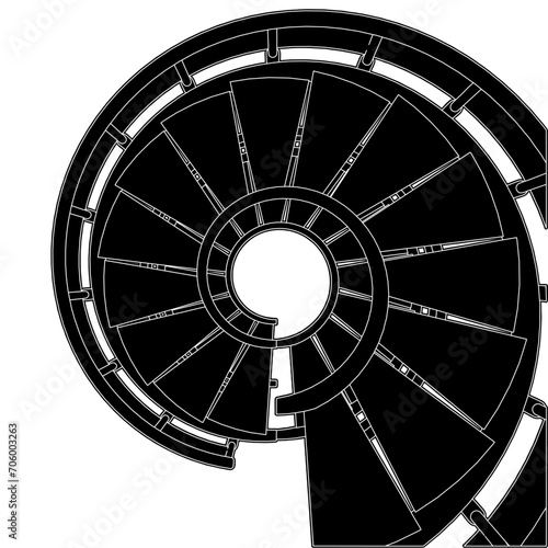Spiral Staircases Vector. Illustration Isolated On White Background. A Vector Illustration Of The Circular Helical Stairs.