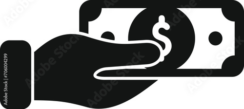 Take money cash icon simple vector. Finance help. Loan law deal