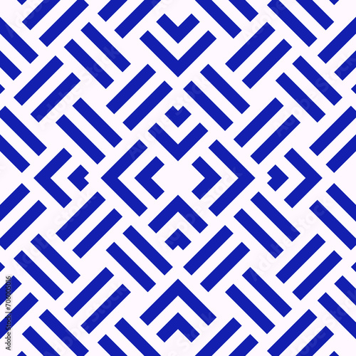 Seamless pattern. Linear abstract. Symmetric geometric ornament. Lines background. Wicker motif. Ornamental wallpaper. Strokes, chevrons backdrop. Vector illustration