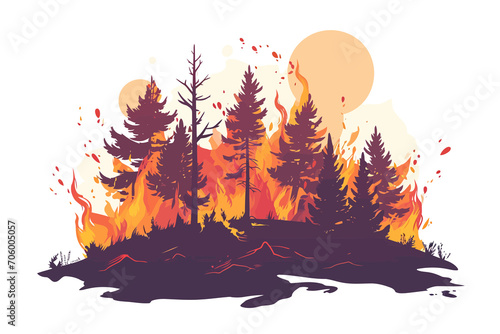 forest on fire isolated vector style
