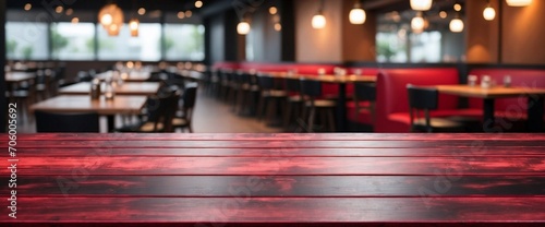 Empty Wooden Table Background Blurred Restaurant, Wooden Table © varol