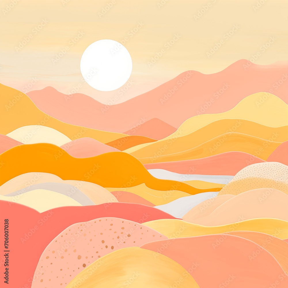 Bright Abstract Orange Pink Yellow Playful Horizon