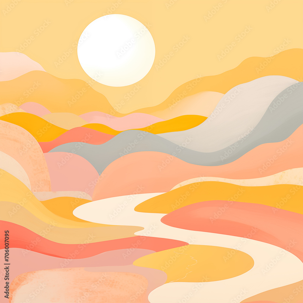 Bright Abstract Orange Pink Yellow Landscape Bright Abstract Orange Pink Yellow Landscape
