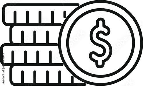 Coin stack finance icon outline vector. Pay advisor help. Bank building