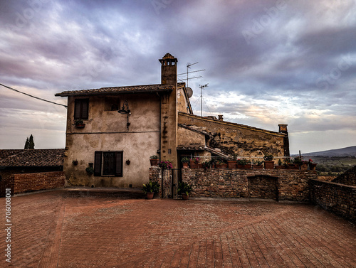 CERTALDO ALTO, ITALY - SEPTEMBER 20, 2023 - An old house in Certaldo Alto in the scany