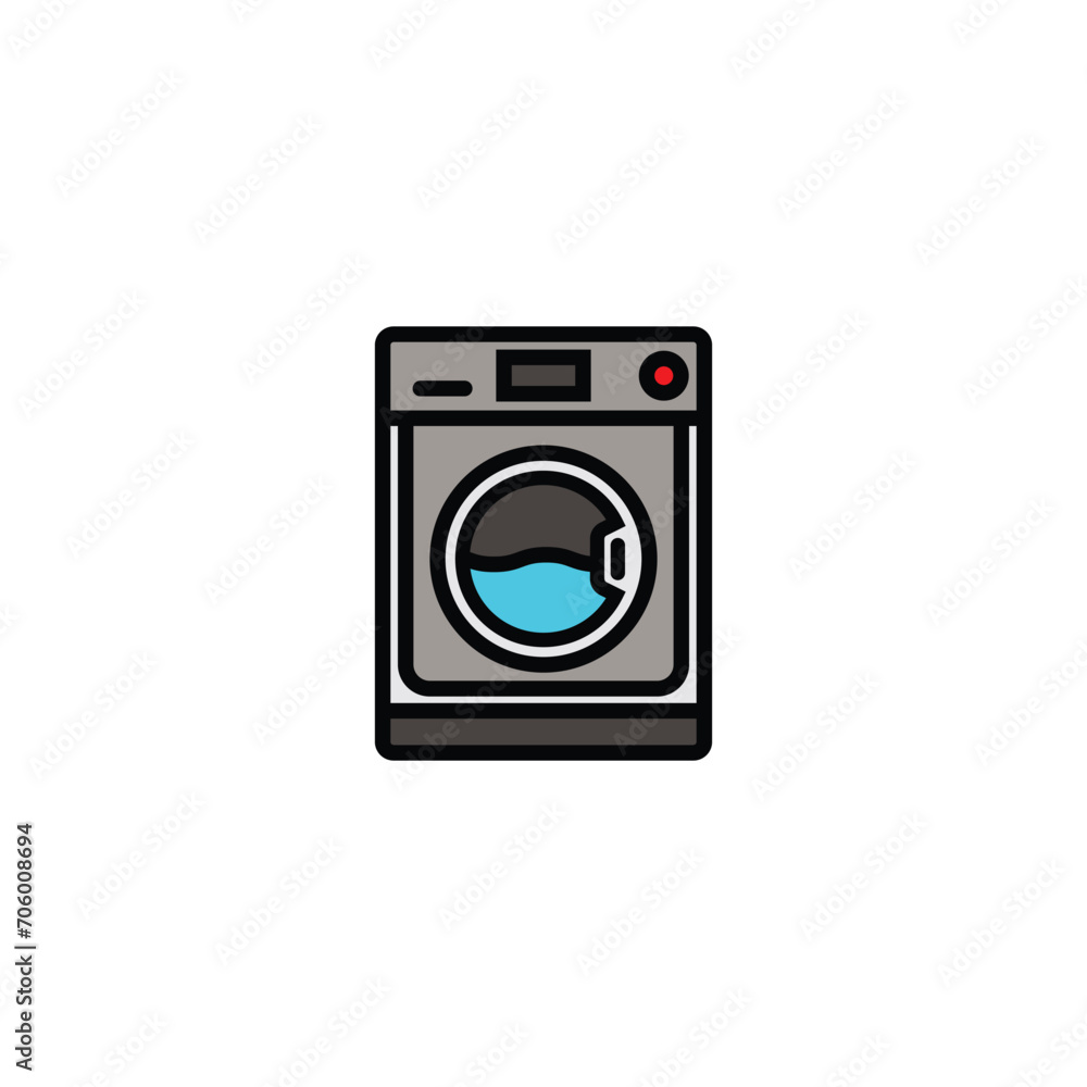 Original vector illustration. A contour icon. Electrical appliance, washing machine. Washer. A design element. Original vector illustration. A contour icon. Electrical appliance, washing machine. Washer. A design element.