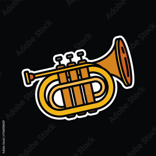 Original vector illustration. A contour icon. A wind musical instrument. Tube. A design element. photo