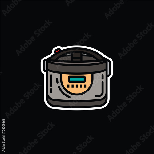 Original vector illustration. A contour icon. An electrical appliance designed for heat treatment of food. Multicooker. A design element.