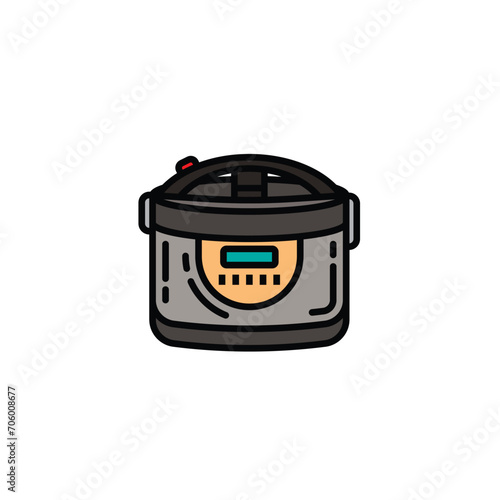 Original vector illustration. A contour icon. An electrical appliance designed for heat treatment of food. Multicooker. A design element.