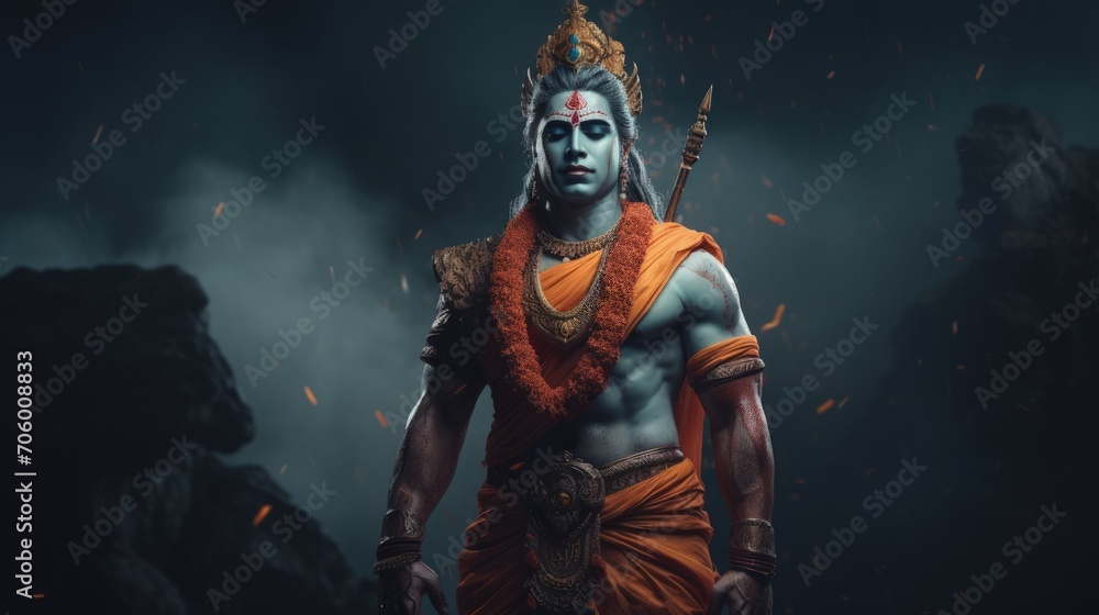 Ram Navami: celebrating the divine birth of lord rama, a joyous occasion of spiritual reverence, cultural traditions, and communal festivities, honoring the auspicious ninth day in the hindu calendar. - obrazy, fototapety, plakaty 