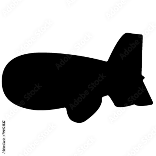 A silhouette of a blimp