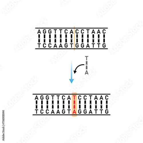 Insertion Mutation Scientific Design. Vector Illustration.