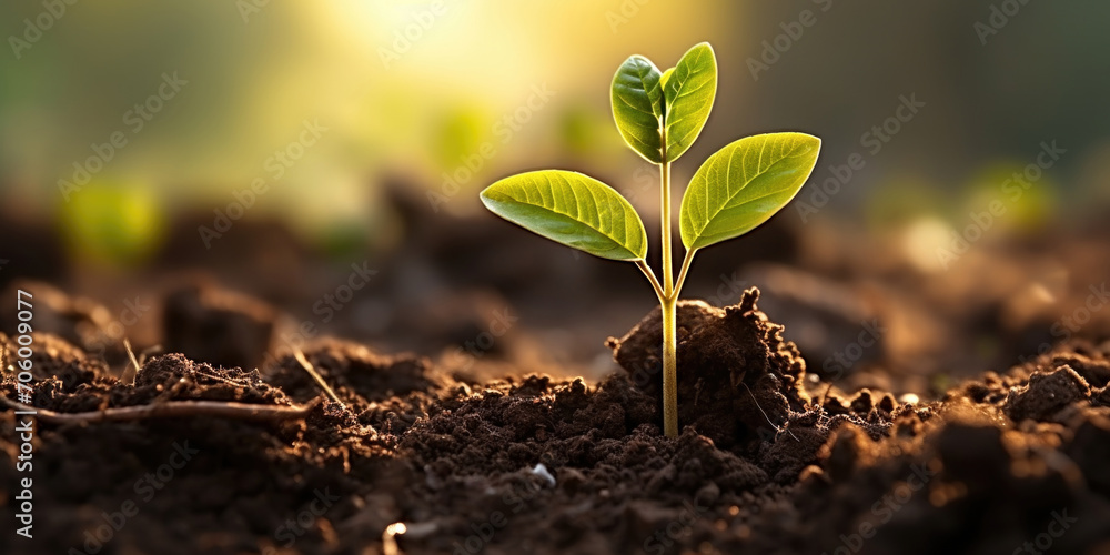A small plant sprouting out of the ground. A small plant sprouting out of the ground.