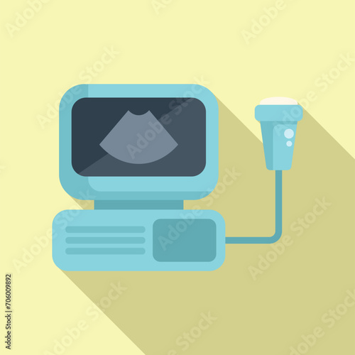 Sonogram monitor icon flat vector. Sonograph device. Test examination