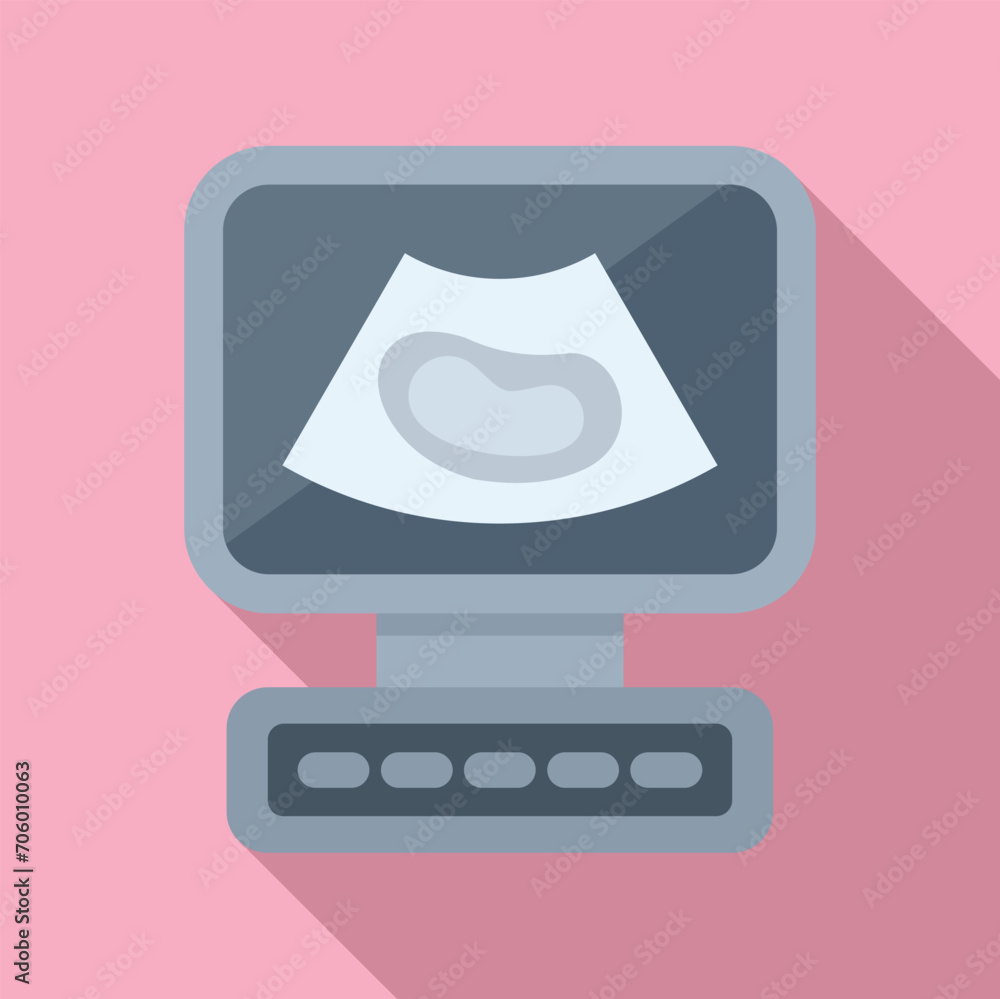 Exam cardiac ultra sound icon flat vector. Medical diagnosis. Health exam Exam cardiac ultra sound icon flat vector. Medical diagnosis. Health exam