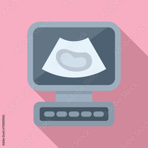 Exam cardiac ultra sound icon flat vector. Medical diagnosis. Health exam