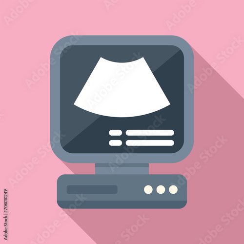 Monitor exam care icon flat vector. Cardiac exam. Test pregnancy
