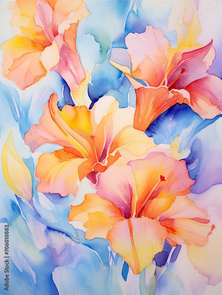 Abstract Nature Watercolor Flowers: Vibrant Print Collection Inspired by Mother Earth
