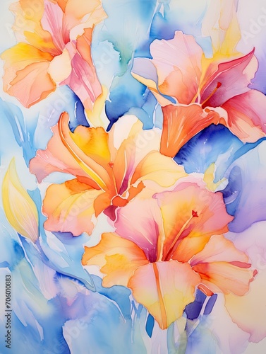 Abstract Nature Watercolor Flowers: Vibrant Print Collection Inspired by Mother Earth © Michael