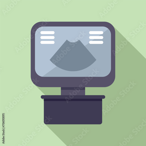 Cardio exam checkup icon flat vector. Device sonograph. Woman pregnant