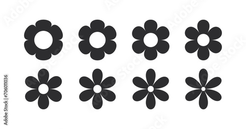 vector set Flower icon. Black color flower shape icon collection. Stock vector.