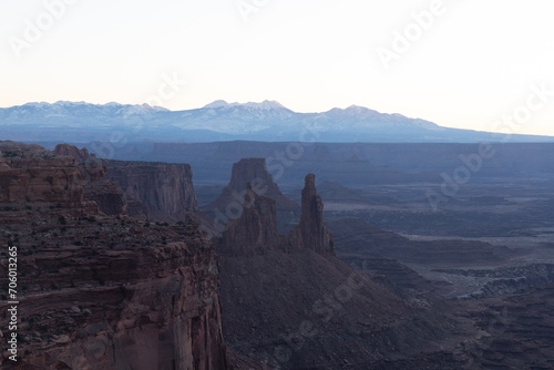 overlook from mesa arch at canyonlands national park 