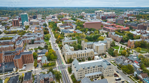 Aerial View of University of Michigan Campus and Cityscape photo