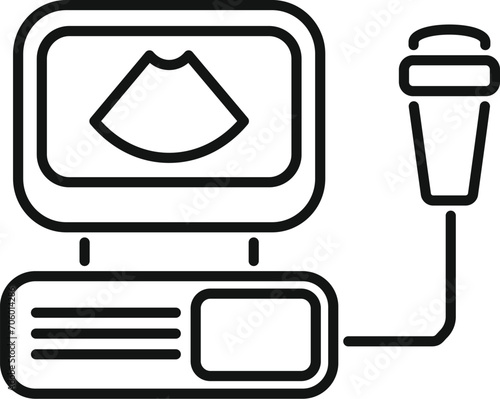 Exam cardiac ultra sound icon outline vector. Medical diagnosis. Health exam
