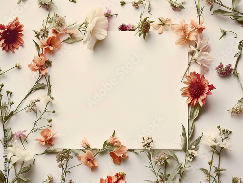 Blank paper note with floral frame