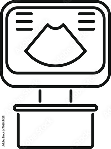 Cardio exam checkup icon outline vector. Device sonograph. Woman pregnant