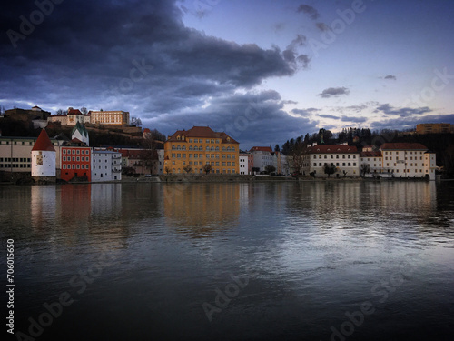 View of the old town Passau across the Inn river, Bavaria, Germany, March 2019 © Sergei