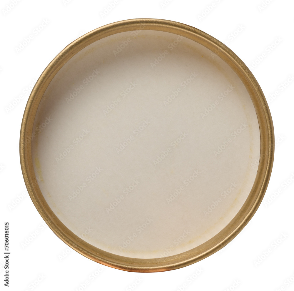 Metal yellow lid for cans and bottles on isolated background Metal yellow lid for cans and bottles on isolated background