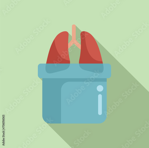 Lungs bioprinting icon flat vector. Future dna medicine. Medical organ
