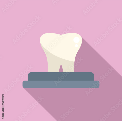 Tooth bioprinting icon flat vector. Human machine. Future health dna