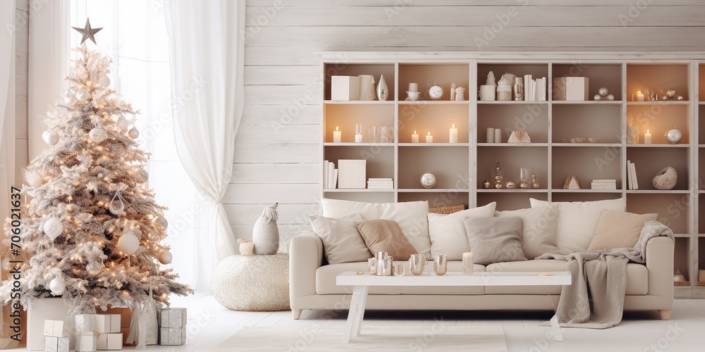 Fototapeta premium Chic holiday decor in stylish room