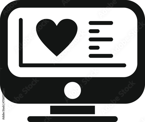 Heart model pc monitor icon simple vector. Medical bioprinting. Surgery science