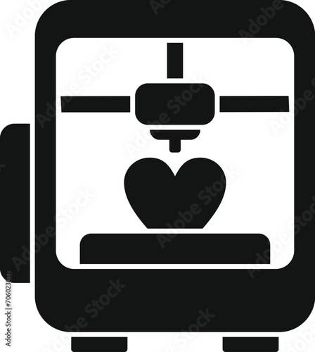 Heart bioprinting icon simple vector. Monitor science. Medica future dna