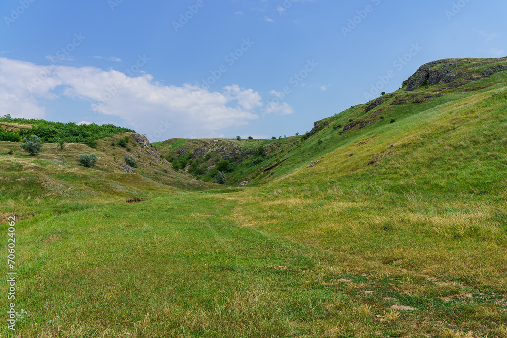 Obraz premium Hilly valley. Background with selective focus and copy space