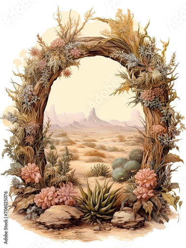 Vintage Desert Landscape Wreath Design