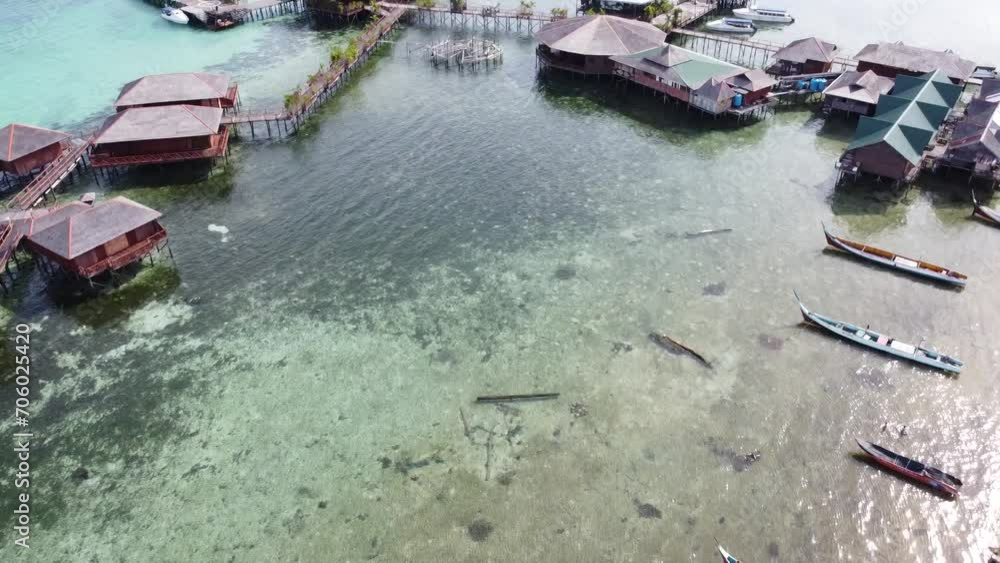 Drone view of Mabul Island, the base for diving in Sipadan Island, Sabah state in Malaysia. Drone view of Mabul Island, the base for diving in Sipadan Island, Sabah state in Malaysia.