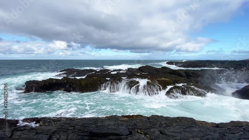 Barents Sea, waves on the coast of the Rybachy Peninsula, Kola Peninsula, Cape Kekursky photo